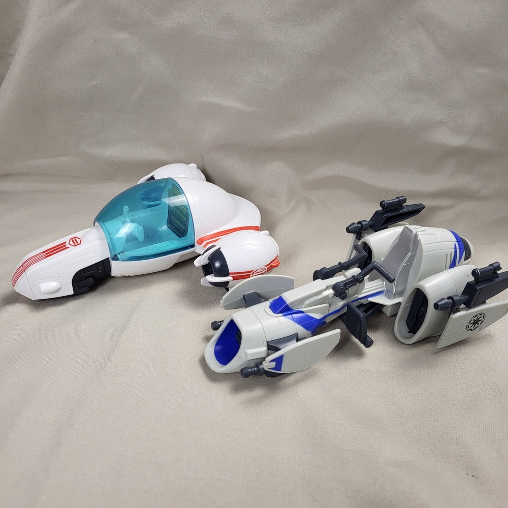 Star Wars Speeder Vehicles Lot Hasbro Pull Back Republic & Imperial Bike Toy - Picture 2 of 11